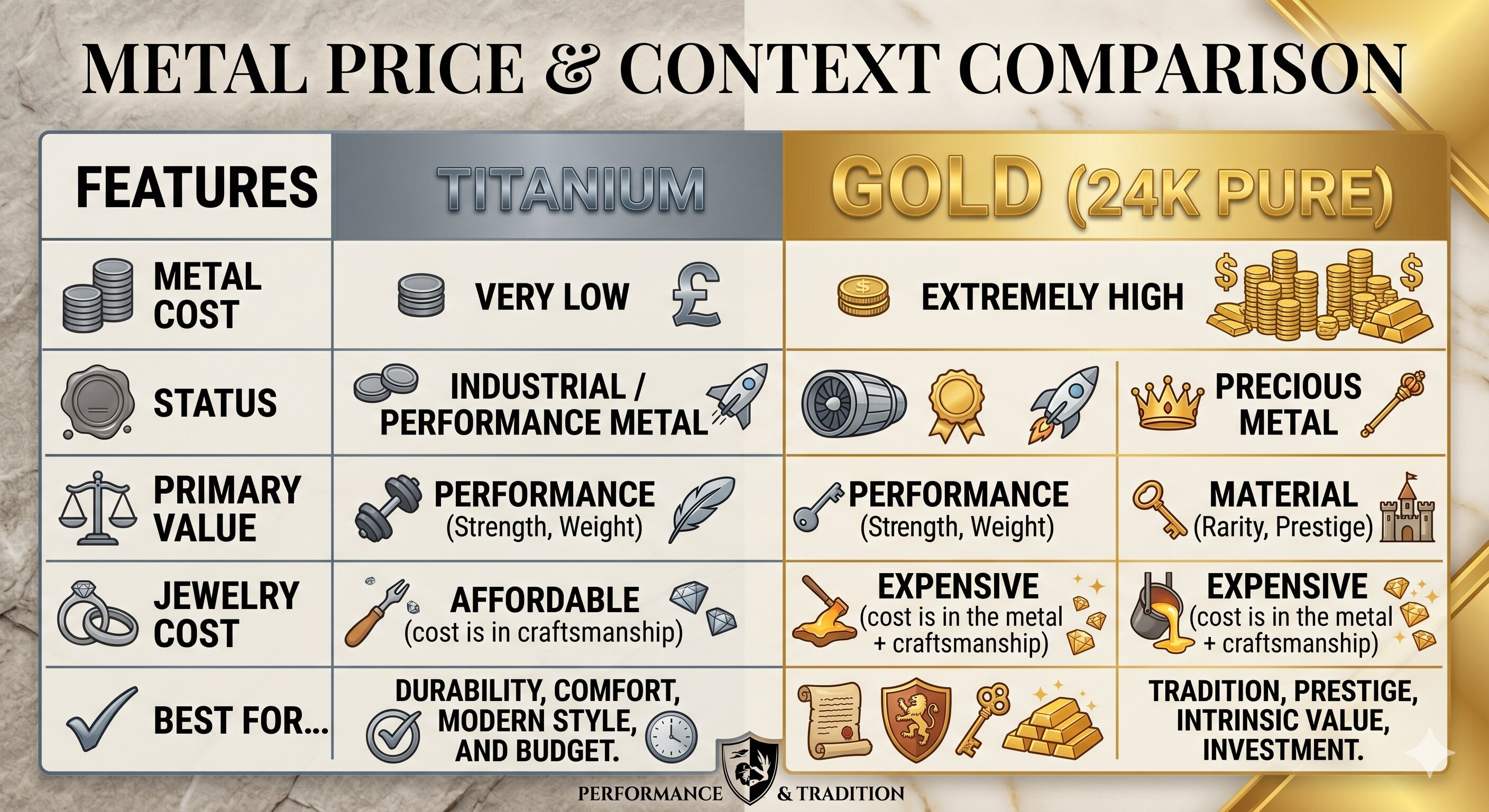 tianium Vs gold